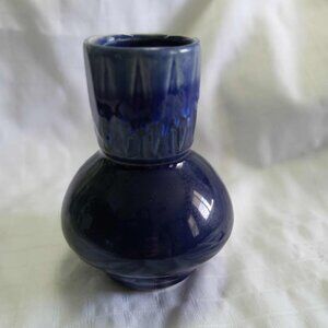 Vintage Colbalt Blue Peacock Japanese Decorative Ceramic with Blue Gradient